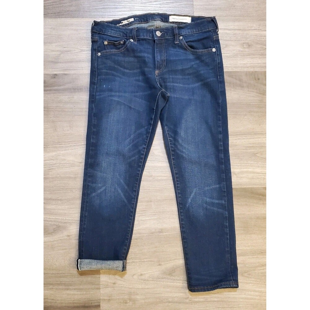 Gap Best Girlfriend Stretch Selvedge Denim Womens Size 27P (30x24.5) Dark Wash